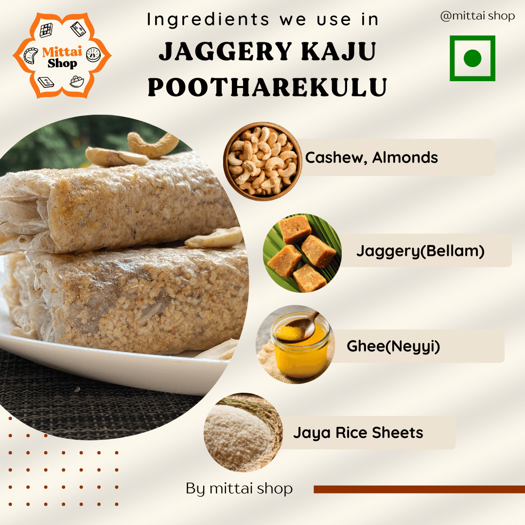 Jaggery Dry fruit Putharekulu Collection(Jaggery Dry fruit Papersweets)- Pack of 30