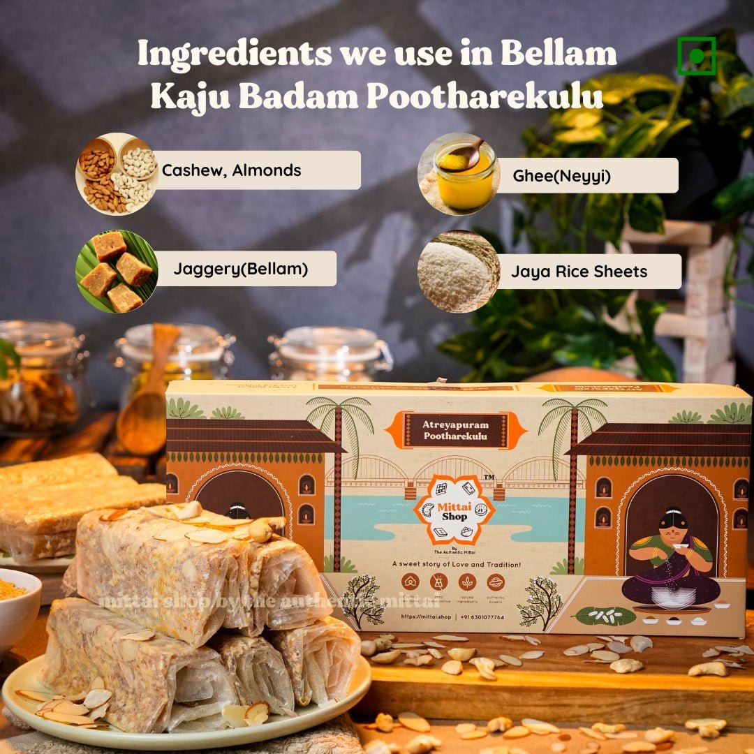 Jaggery Kaju Badam Putharekulu & Kova Billalu Combo - Mittai Shop