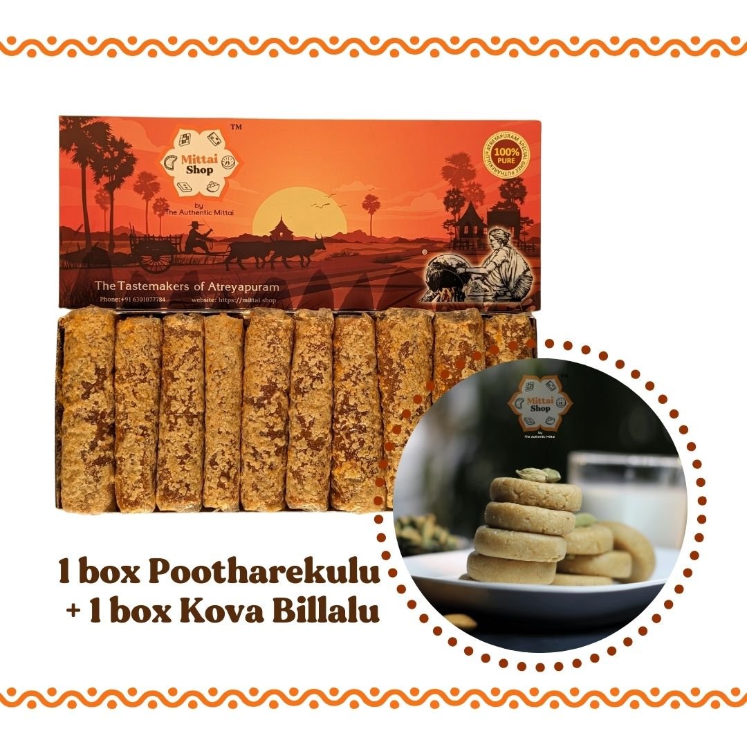 Jaggery Kaju Putharekulu & Kova Billalu Combo - Mittai Shop