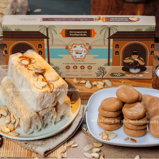 Sugar Kaju Badam Putharekulu & Kova Billalu Combo - Mittai Shop