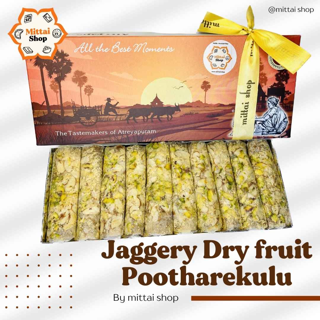 Jaggerry Dry fruit Putharekulu (Bellam Kaju Badam Pista Papersweets)
