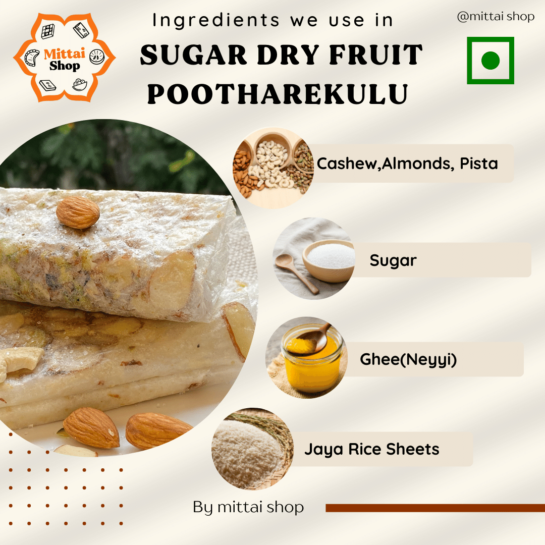 Sugar Dry fruit Pootharekulu Collection - Pack of 30