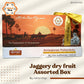 Mittai Shop Jaggery Dry Fruit Papersweet Assorted Box with sunset-themed packaging and golden ribbon, The Tastemakers of Atreyapuram