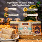 Ingredients used in Bellam Cashew Papersweet: cashews, jaggery (bellam), ghee (neyyi), and jaya rice sheets, with the Mittai Shop packaging box