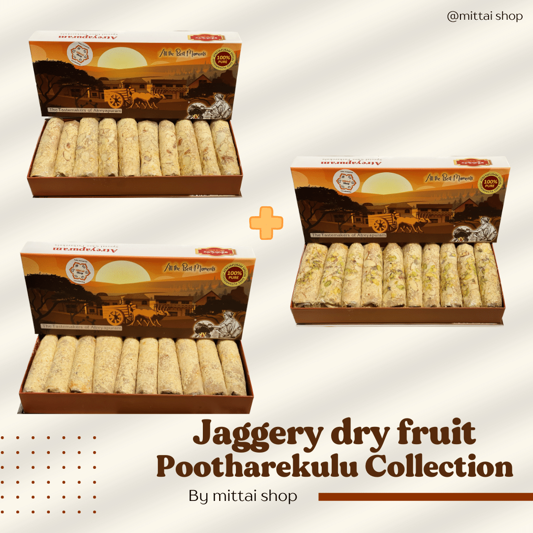 Jaggery Dry fruit Putharekulu Collection(Jaggery Dry fruit Papersweets)- Pack of 30