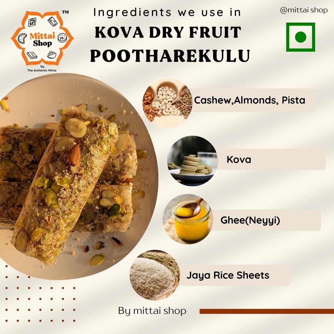 Kova Dry fruit Putharekulu (Kova Pootharekulu) - Mittai Shop