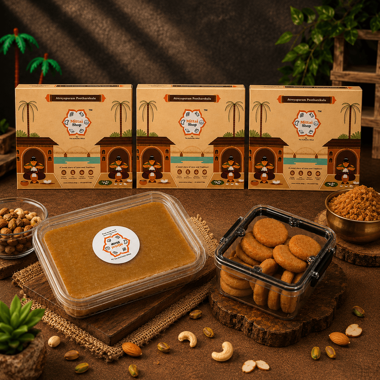 Mini Jaggery Pootharekulu, kova, Mamidi thandra collection - Mittai Shop