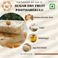 Infographic listing ingredients used in Sugar Dry Fruit Papersweet: cashews, almonds, pistachios, sugar, ghee (neyyi), and jaya rice sheets
