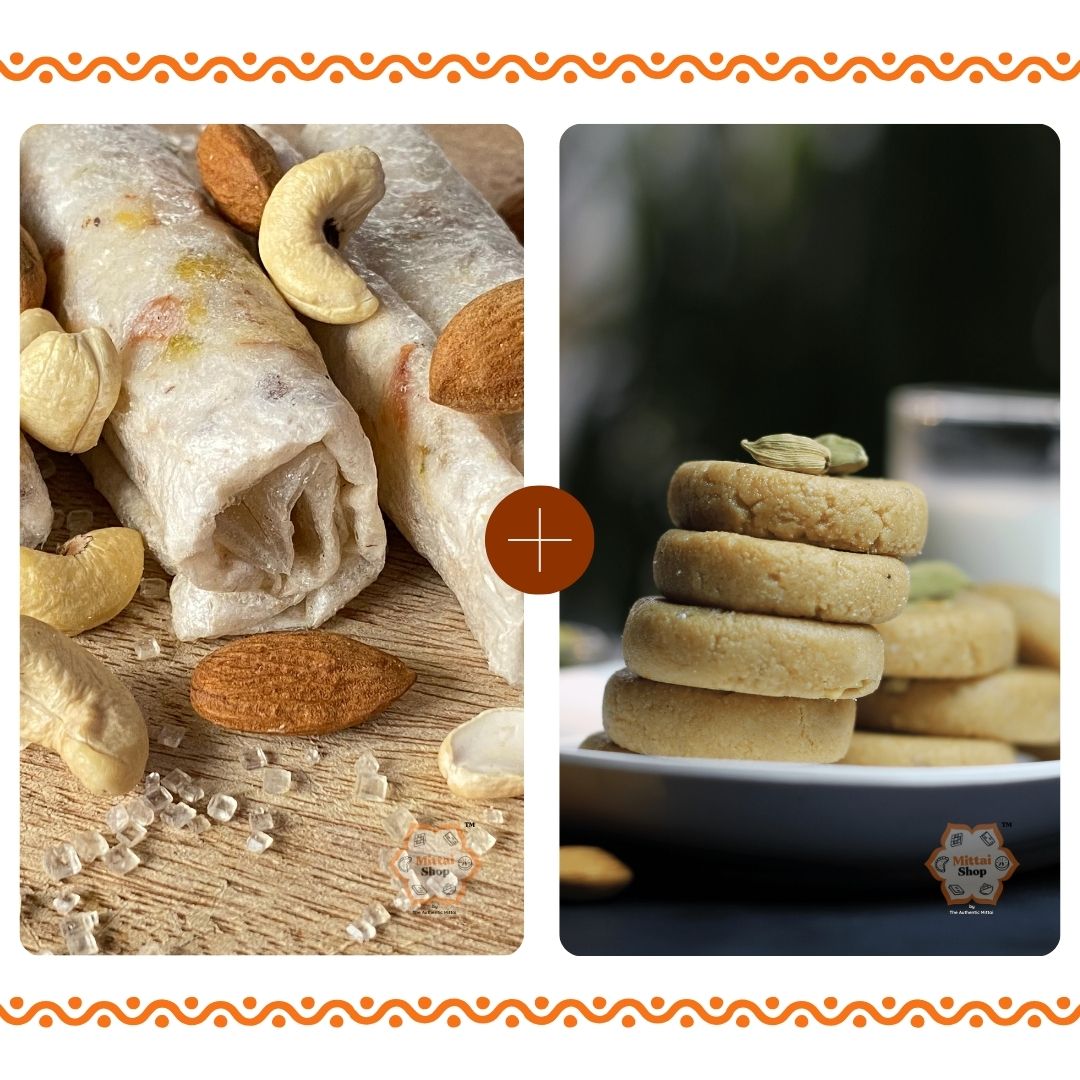 Sugar Kaju Badam Putharekulu & Kova Billalu Combo - Mittai Shop