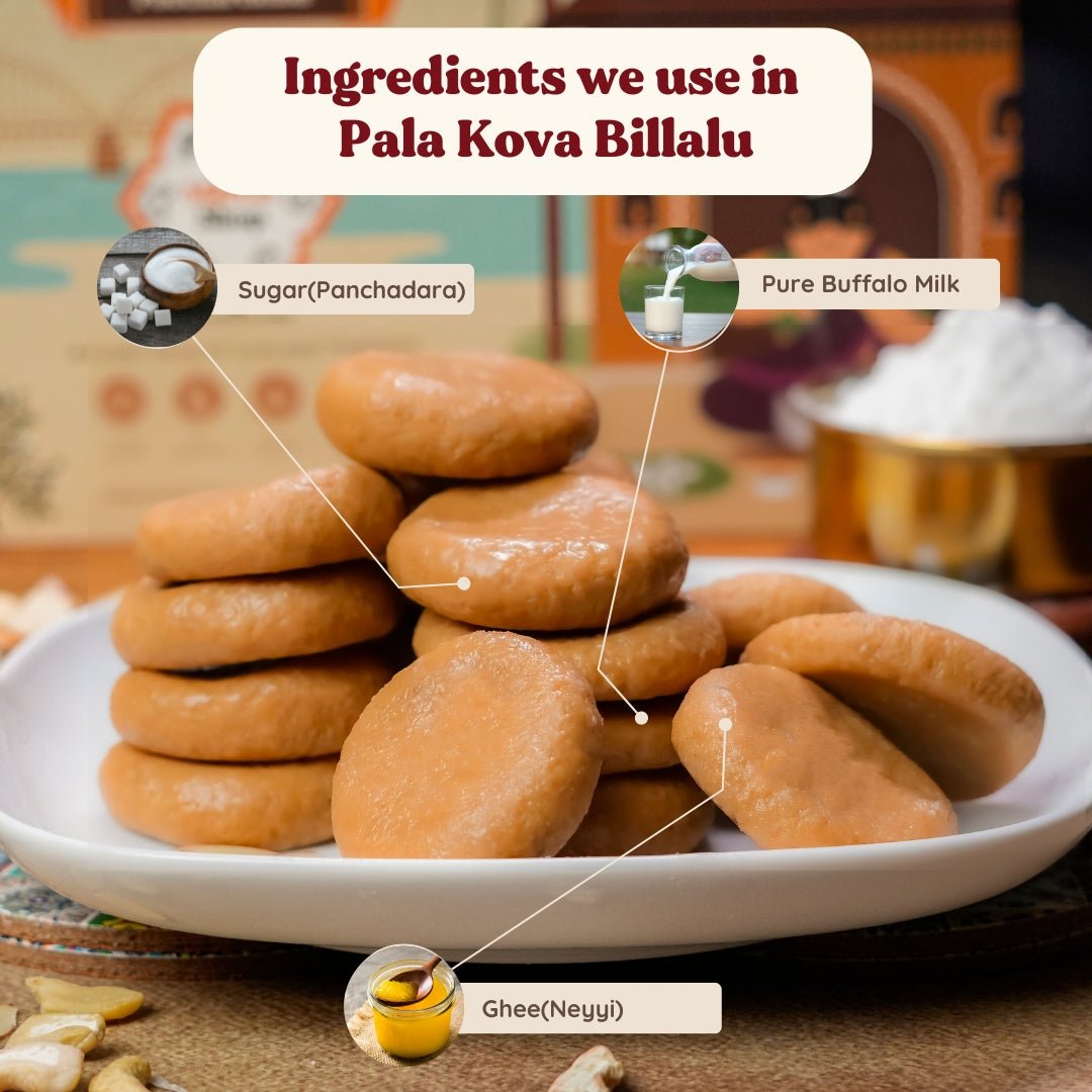 FSSAI certified badge with license number 10122004000670 next to Sugar Kaju Pootharekulu rolls and Mittai Shop packaging