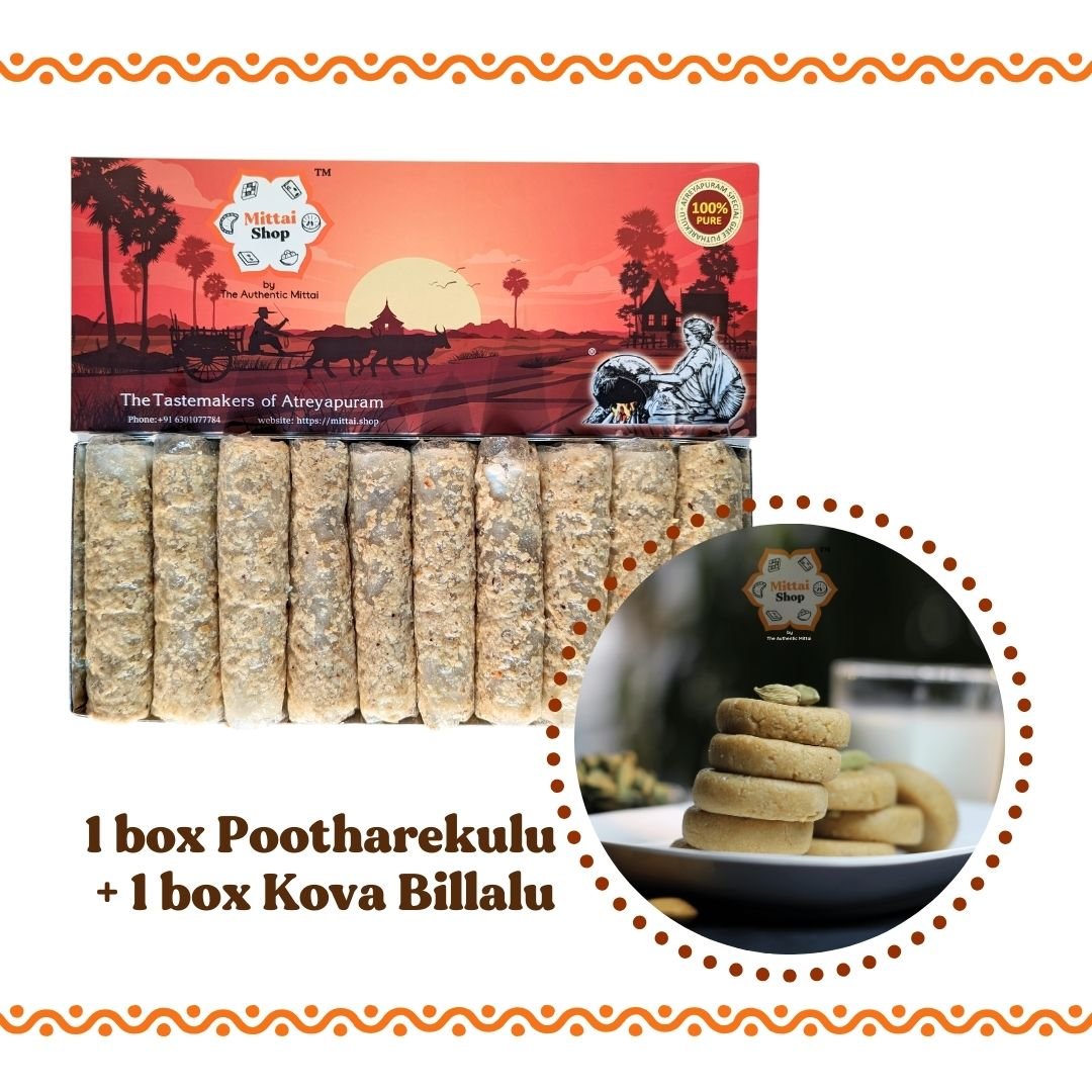 Sugar Kaju Putharekulu & Kova Billalu Combo - Mittai Shop