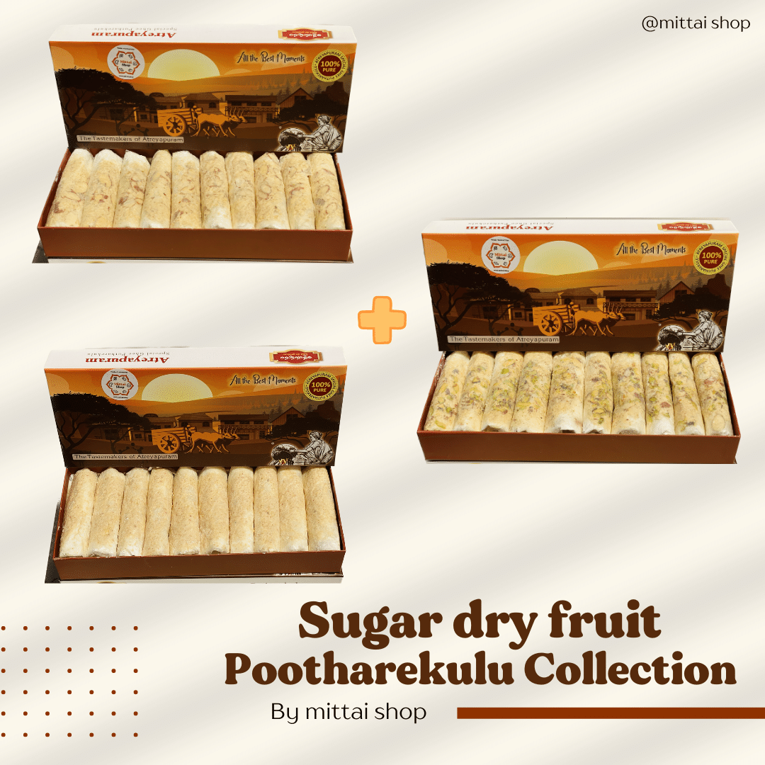 Sugar Dry fruit Pootharekulu Collection - Pack of 30